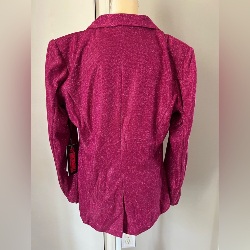 NWT Rock & Roll Denim Woman’s Lightweight Hot Pink Glitter Blazer Size XL - Picture 7 of 13